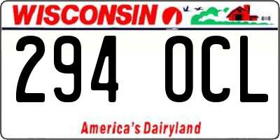WI license plate 294OCL