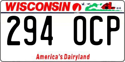 WI license plate 294OCP