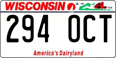 WI license plate 294OCT