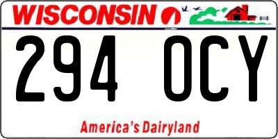 WI license plate 294OCY