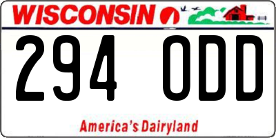 WI license plate 294ODD