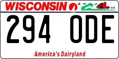 WI license plate 294ODE