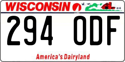 WI license plate 294ODF