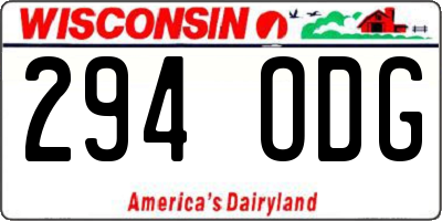 WI license plate 294ODG
