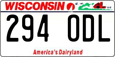 WI license plate 294ODL