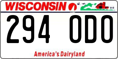 WI license plate 294ODO