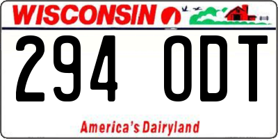 WI license plate 294ODT
