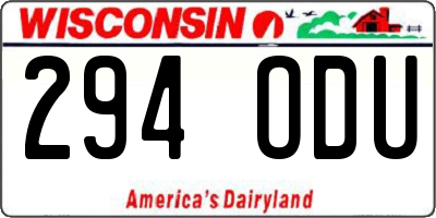WI license plate 294ODU
