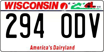 WI license plate 294ODV