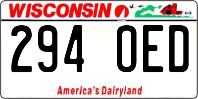 WI license plate 294OED