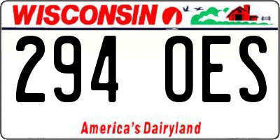 WI license plate 294OES