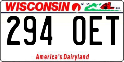 WI license plate 294OET