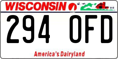 WI license plate 294OFD