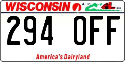 WI license plate 294OFF