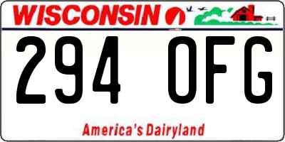 WI license plate 294OFG