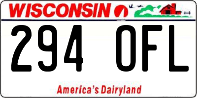 WI license plate 294OFL