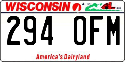 WI license plate 294OFM