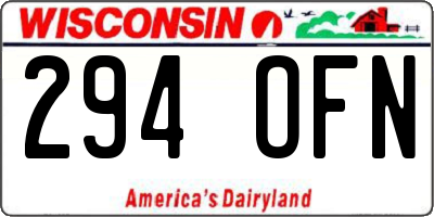 WI license plate 294OFN