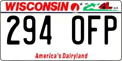 WI license plate 294OFP