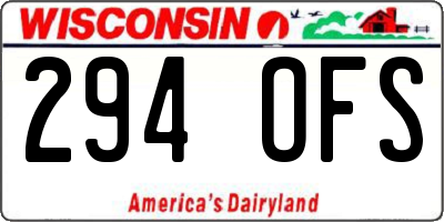 WI license plate 294OFS