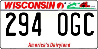 WI license plate 294OGC