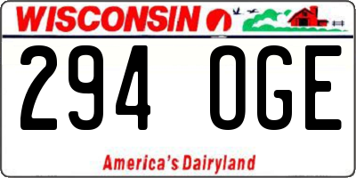 WI license plate 294OGE