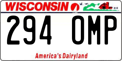 WI license plate 294OMP