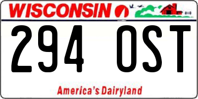 WI license plate 294OST