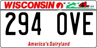 WI license plate 294OVE
