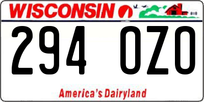WI license plate 294OZO