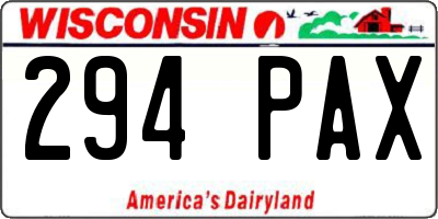 WI license plate 294PAX