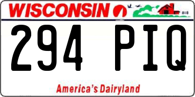 WI license plate 294PIQ