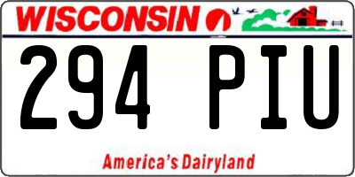 WI license plate 294PIU
