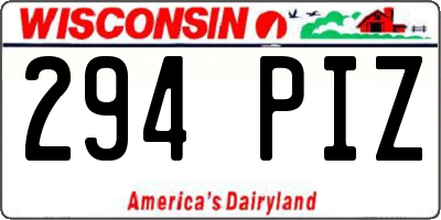 WI license plate 294PIZ