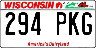 WI license plate 294PKG