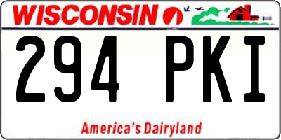 WI license plate 294PKI