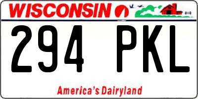 WI license plate 294PKL