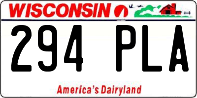 WI license plate 294PLA