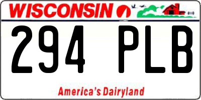 WI license plate 294PLB