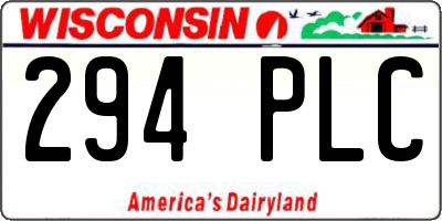 WI license plate 294PLC