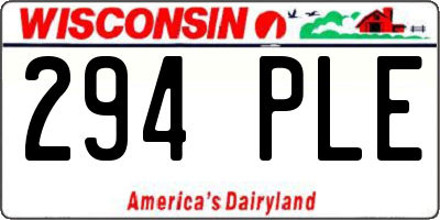 WI license plate 294PLE