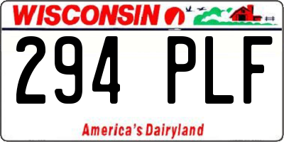 WI license plate 294PLF