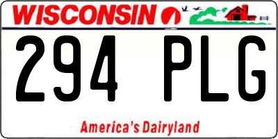 WI license plate 294PLG