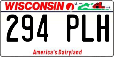 WI license plate 294PLH