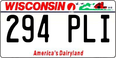 WI license plate 294PLI