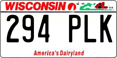 WI license plate 294PLK