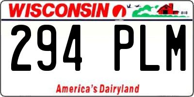 WI license plate 294PLM