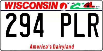 WI license plate 294PLR