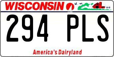 WI license plate 294PLS