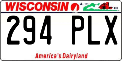 WI license plate 294PLX